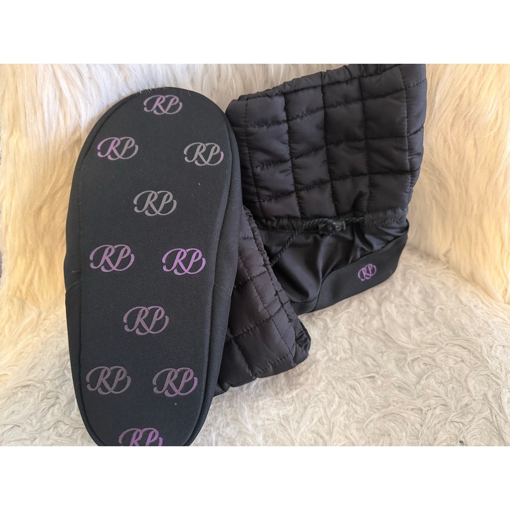 NWT Russian Pointe Quilted Warm Up Booties Black Purple w/ carry bag - Picture 3 of 4